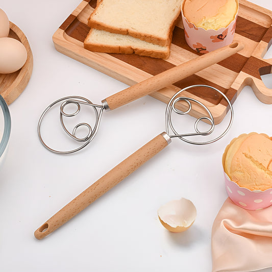 Stainless Steel Hand Dough Mixer, Multipurpose Manual Egg Beater & Dough Kneading Tool for Bread, Pizza, Cookie Dough Mixing, Easy to Use for Home Baking Daily Cooking Tasks