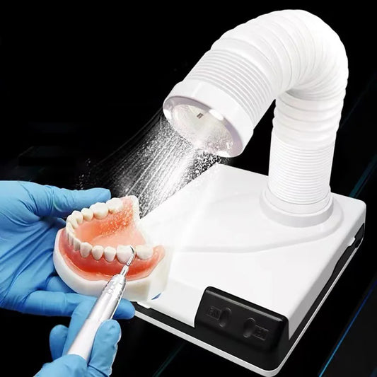 65W Desktop Dust Collector with LED Light, 360° Rotatable & Telescopic Hose for Nail Art, Dental Lab & Workbench