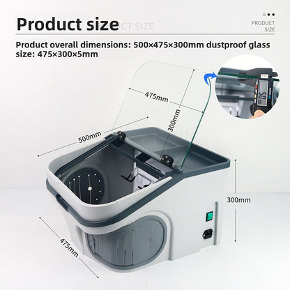 Dental Technician Dust Cover with Built-in Vacuum, LED Light, Large Operation Space for Grinding & Polishing