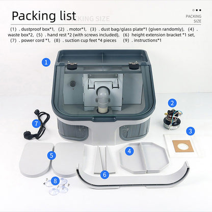 Dental Technician Dust Cover with Built-in Vacuum, LED Light, Large Operation Space for Grinding & Polishing