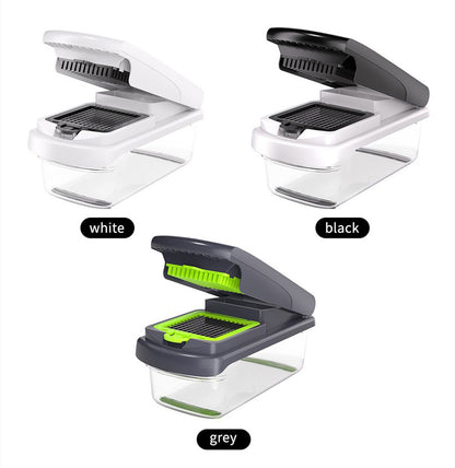 Vegetable Chopper, Multifunctional 15-in-1, Food Slicer Dicer with Stainless Steel Blades, Safety Guard & Drain Basket for Fruits Veggies