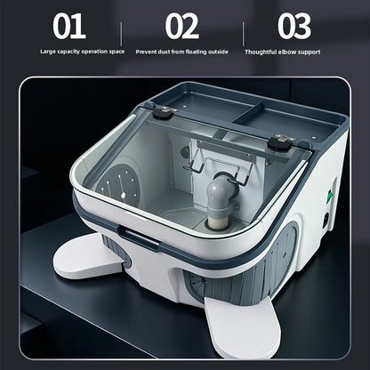 Dental Technician Dust Cover with Built-in Vacuum, LED Light, Large Operation Space for Grinding & Polishing