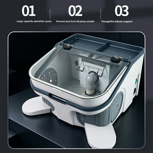 Dental Technician Dust Cover with Built-in Vacuum, LED Light, Large Operation Space for Grinding & Polishing