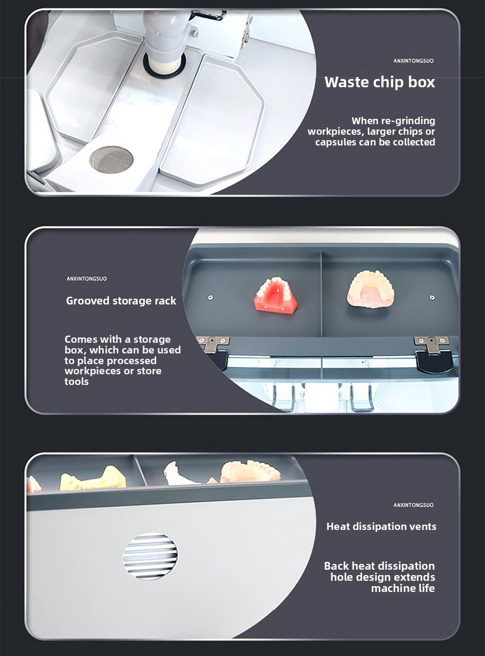 Dental Technician Dust Cover with Built-in Vacuum, LED Light, Large Operation Space for Grinding & Polishing