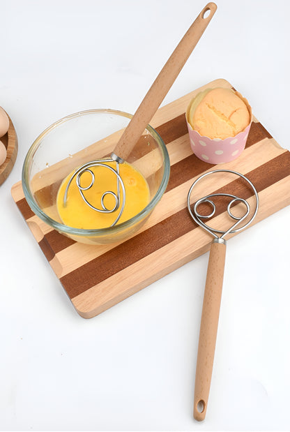 Stainless Steel Hand Dough Mixer, Multipurpose Manual Egg Beater & Dough Kneading Tool for Bread, Pizza, Cookie Dough Mixing, Easy to Use for Home Baking Daily Cooking Tasks
