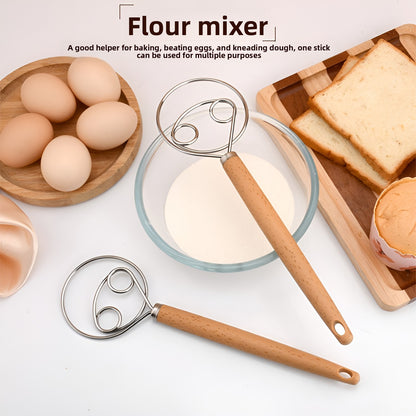 Stainless Steel Hand Dough Mixer, Multipurpose Manual Egg Beater & Dough Kneading Tool for Bread, Pizza, Cookie Dough Mixing, Easy to Use for Home Baking Daily Cooking Tasks