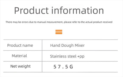 Stainless Steel Hand Dough Mixer, Multipurpose Manual Egg Beater & Dough Kneading Tool for Bread, Pizza, Cookie Dough Mixing, Easy to Use for Home Baking Daily Cooking Tasks