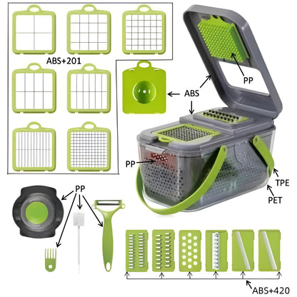 22 in 1 Vegetable Chopper, Multifunctional Food Slicer Dicer with Stainless Steel Blades for Kitchen Prep