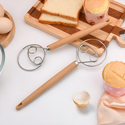 Stainless Steel Hand Dough Mixer, Multipurpose Manual Egg Beater & Dough Kneading Tool for Bread, Pizza, Cookie Dough Mixing, Easy to Use for Home Baking Daily Cooking Tasks