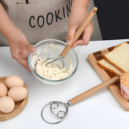 Stainless Steel Hand Dough Mixer, Multipurpose Manual Egg Beater & Dough Kneading Tool for Bread, Pizza, Cookie Dough Mixing, Easy to Use for Home Baking Daily Cooking Tasks