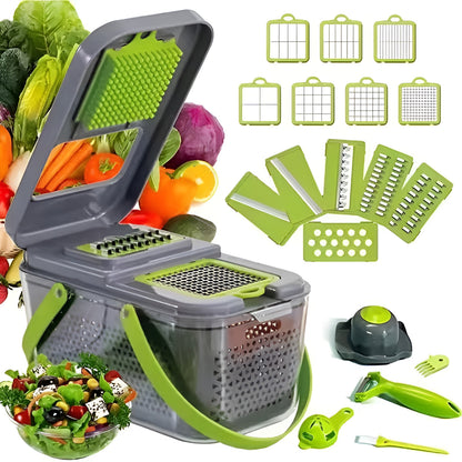 22 in 1 Vegetable Chopper, Multifunctional Food Slicer Dicer with Stainless Steel Blades for Kitchen Prep