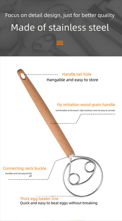 Stainless Steel Hand Dough Mixer, Multipurpose Manual Egg Beater & Dough Kneading Tool for Bread, Pizza, Cookie Dough Mixing, Easy to Use for Home Baking Daily Cooking Tasks