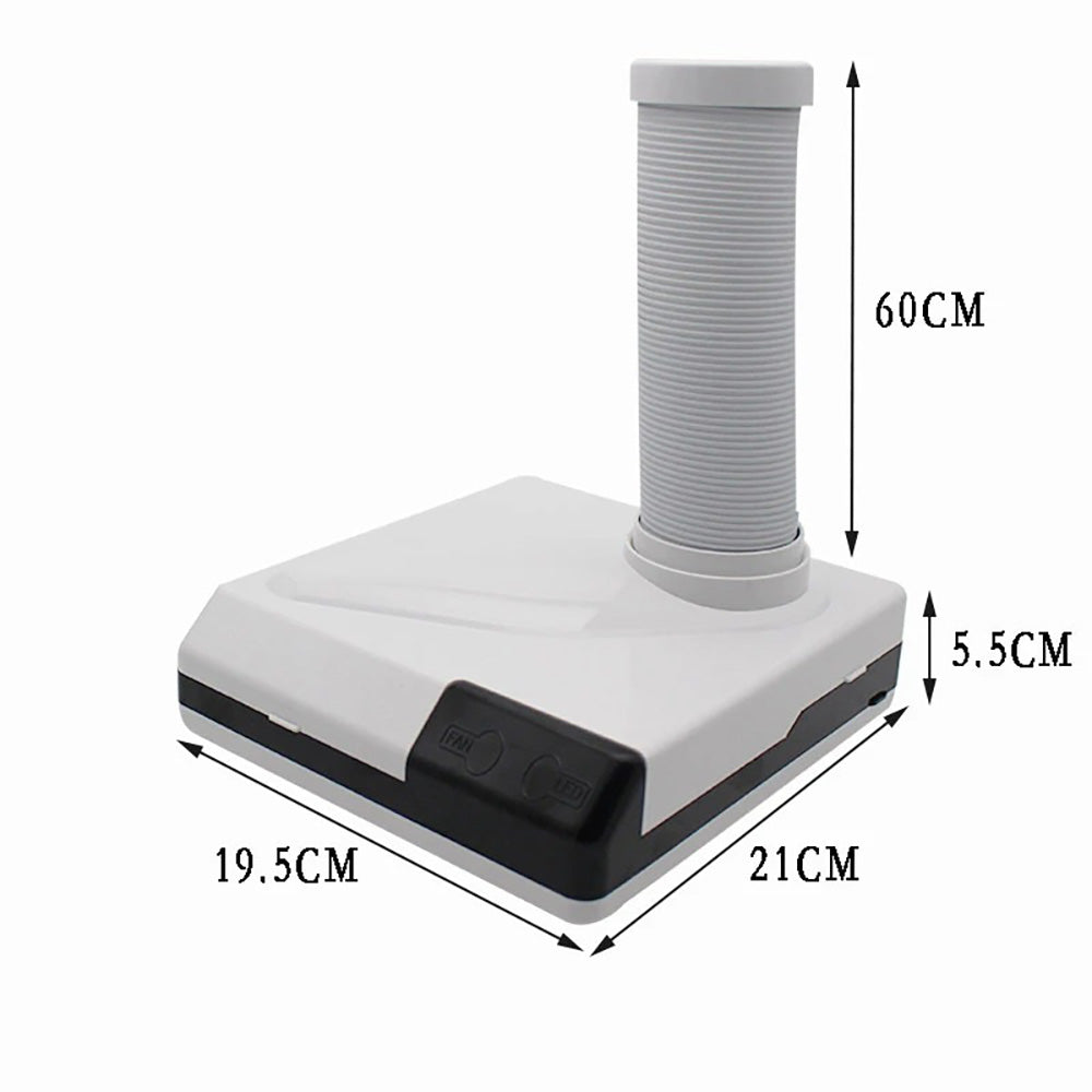 65W Desktop Dust Collector with LED Light, 360° Rotatable & Telescopic Hose for Nail Art, Dental Lab & Workbench