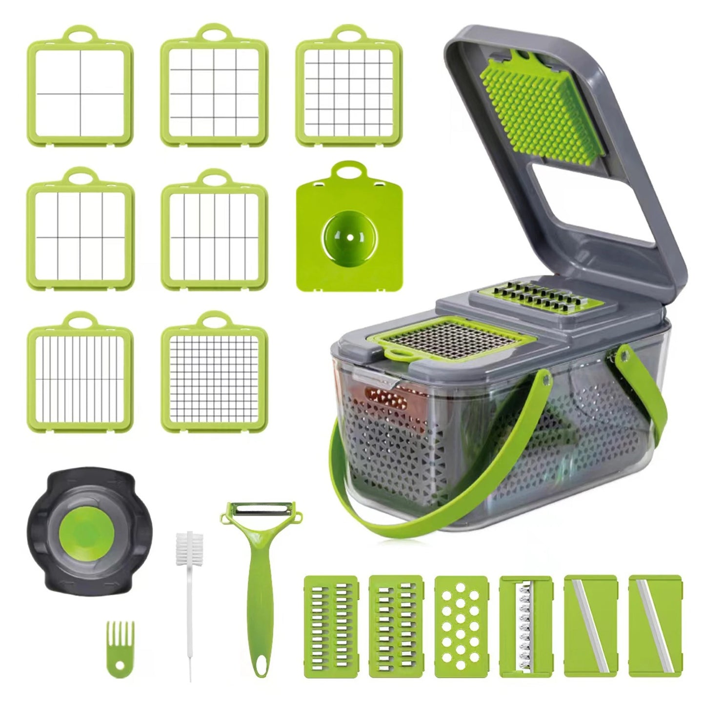 22 in 1 Vegetable Chopper, Multifunctional Food Slicer Dicer with Stainless Steel Blades for Kitchen Prep