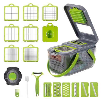22 in 1 Vegetable Chopper, Multifunctional Food Slicer Dicer with Stainless Steel Blades for Kitchen Prep