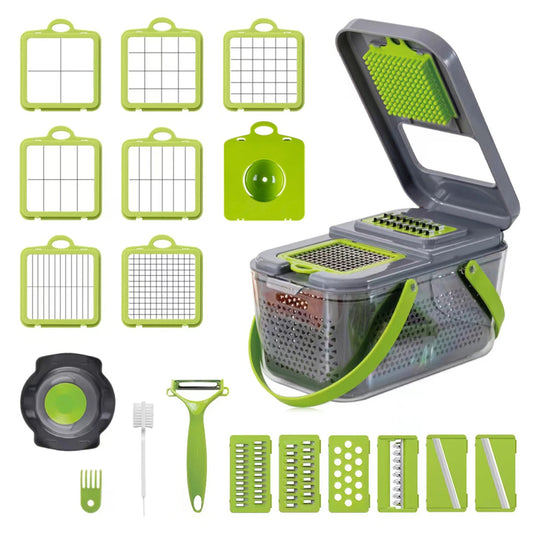 22 in 1 Vegetable Chopper, Multifunctional Food Slicer Dicer with Stainless Steel Blades for Kitchen Prep