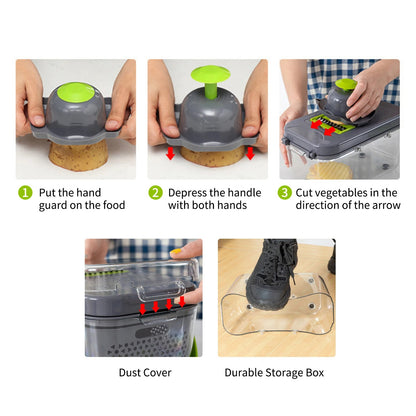 22 in 1 Vegetable Chopper, Multifunctional Food Slicer Dicer with Stainless Steel Blades for Kitchen Prep