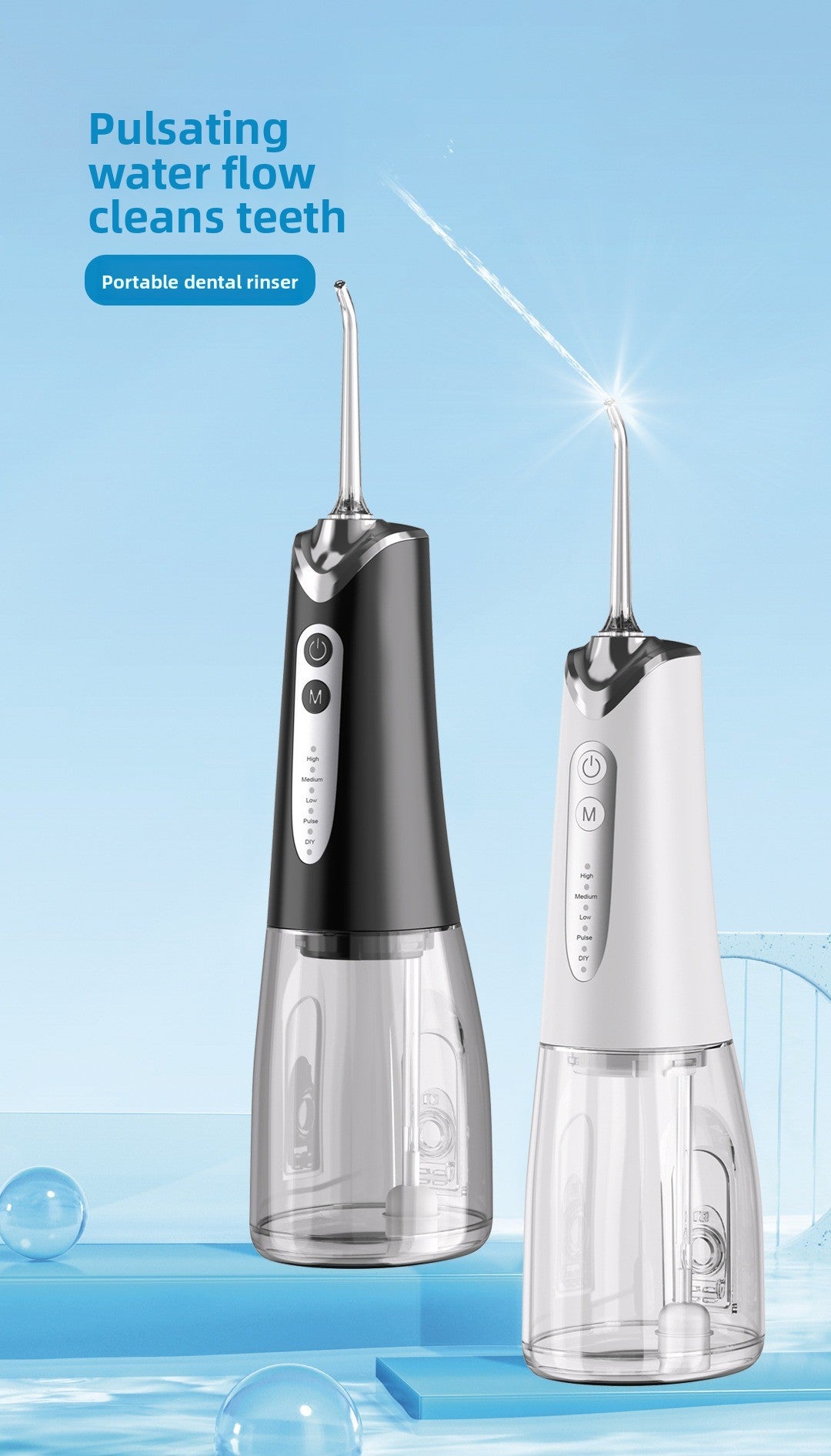 Cordless Water Flosser for Teeth, Portable Oral Irrigator with 5 Modes, 300ML Tank, 5 Nozzles, USB Rechargeable for Travel & Home Use