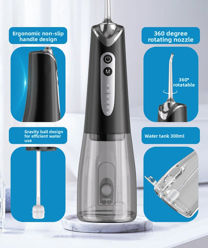 Cordless Water Flosser for Teeth, Portable Oral Irrigator with 5 Modes, 300ML Tank, 5 Nozzles, USB Rechargeable for Travel & Home Use