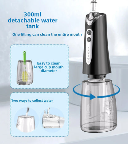 Cordless Water Flosser for Teeth, Portable Oral Irrigator with 5 Modes, 300ML Tank, 5 Nozzles, USB Rechargeable for Travel & Home Use