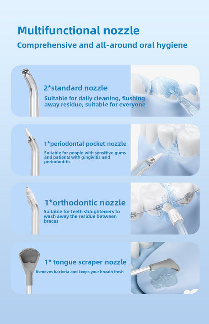 Cordless Water Flosser for Teeth, Portable Oral Irrigator with 5 Modes, 300ML Tank, 5 Nozzles, USB Rechargeable for Travel & Home Use