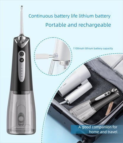 Cordless Water Flosser for Teeth, Portable Oral Irrigator with 5 Modes, 300ML Tank, 5 Nozzles, USB Rechargeable for Travel & Home Use