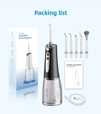 Cordless Water Flosser for Teeth, Portable Oral Irrigator with 5 Modes, 300ML Tank, 5 Nozzles, USB Rechargeable for Travel & Home Use