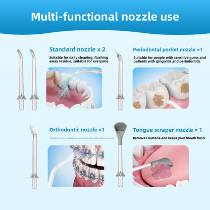 Cordless Water Flosser for Teeth, Portable Oral Irrigator with 5 Modes, 300ML Tank, 5 Nozzles, USB Rechargeable for Travel & Home Use