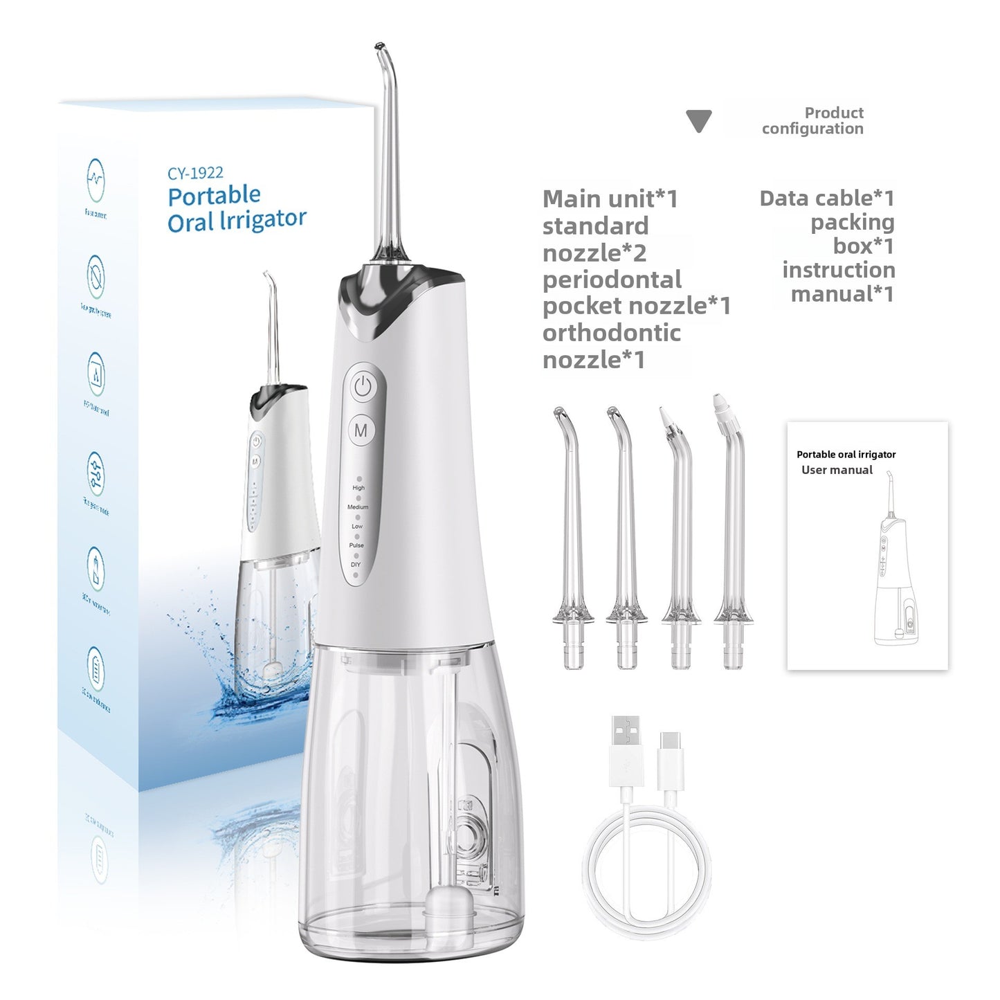 Cordless Water Flosser for Teeth, Portable Oral Irrigator with 5 Modes, 300ML Tank, 5 Nozzles, USB Rechargeable for Travel & Home Use