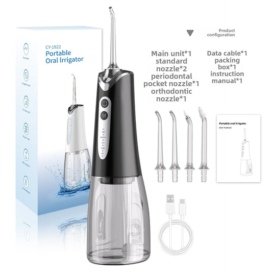 Cordless Water Flosser for Teeth, Portable Oral Irrigator with 5 Modes, 300ML Tank, 5 Nozzles, USB Rechargeable for Travel & Home Use