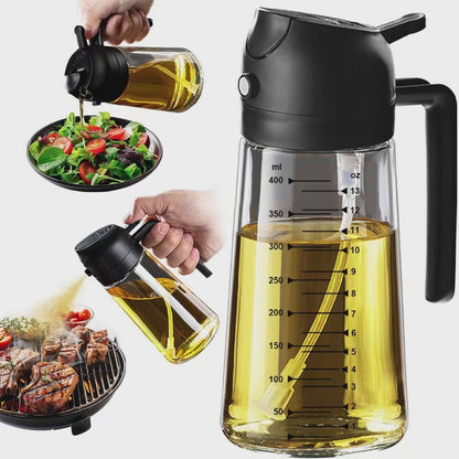 2 in 1, 16oz/470ml Kitchen Oil Dispenser, Leakproof Olive Oil Vinegar Pour Bottle, 3 Colors Black White Green for Cooking Storage
